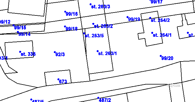 Parcela st. 263/1 v KÚ Hřebečníky, Katastrální mapa