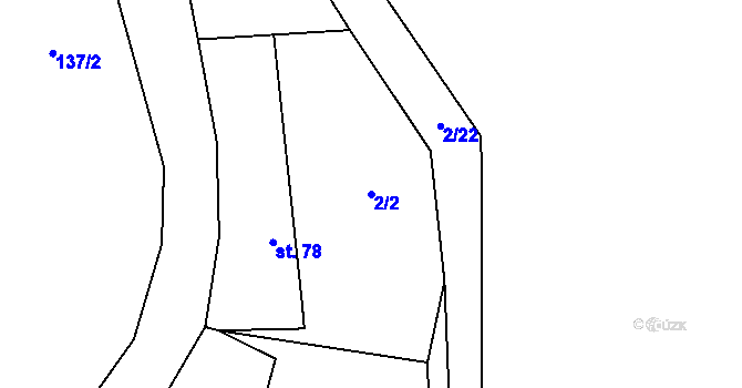 Parcela st. 2/2 v KÚ Hřebečníky, Katastrální mapa