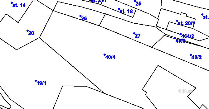 Parcela st. 40/4 v KÚ Hřebečníky, Katastrální mapa