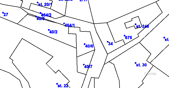 Parcela st. 40/6 v KÚ Hřebečníky, Katastrální mapa