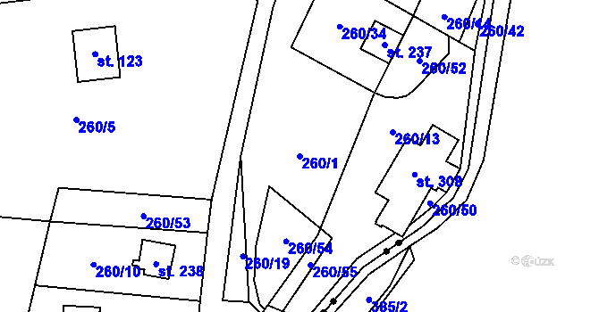 Parcela st. 260/1 v KÚ Hřebečníky, Katastrální mapa