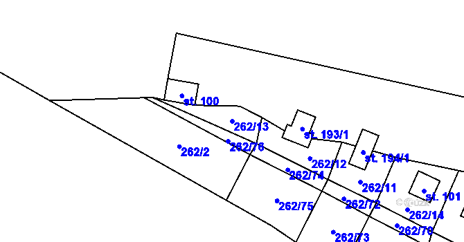 Parcela st. 262/13 v KÚ Hřebečníky, Katastrální mapa