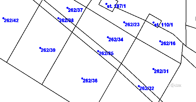 Parcela st. 262/35 v KÚ Hřebečníky, Katastrální mapa