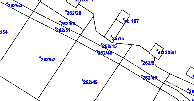 Parcela st. 262/48 v KÚ Hřebečníky, Katastrální mapa