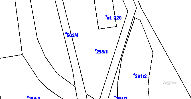 Parcela st. 293/1 v KÚ Hřebečníky, Katastrální mapa