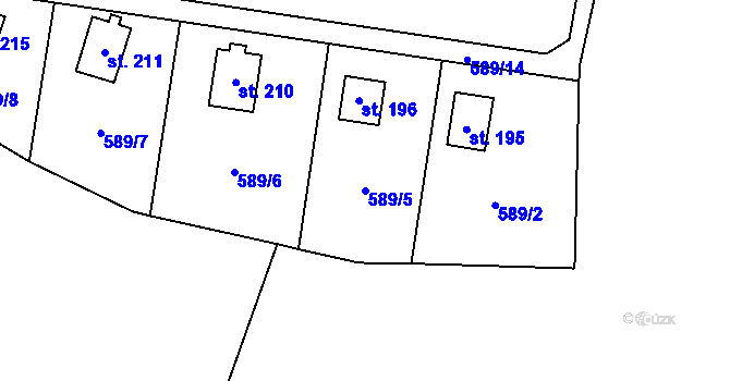 Parcela st. 589/5 v KÚ Hřebečníky, Katastrální mapa