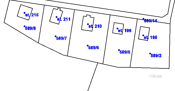 Parcela st. 589/6 v KÚ Hřebečníky, Katastrální mapa