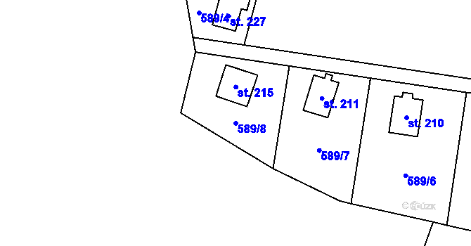 Parcela st. 589/8 v KÚ Hřebečníky, Katastrální mapa