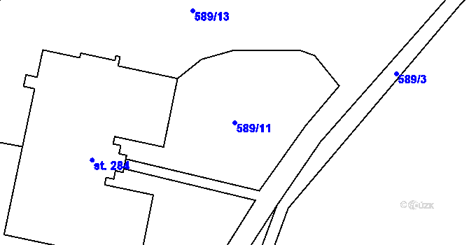 Parcela st. 589/11 v KÚ Hřebečníky, Katastrální mapa