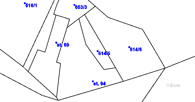Parcela st. 614/5 v KÚ Hřebečníky, Katastrální mapa