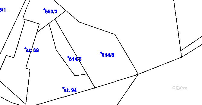 Parcela st. 614/6 v KÚ Hřebečníky, Katastrální mapa