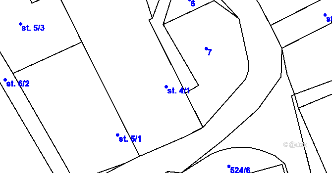 Parcela st. 4/1 v KÚ Týřovice nad Berounkou, Katastrální mapa