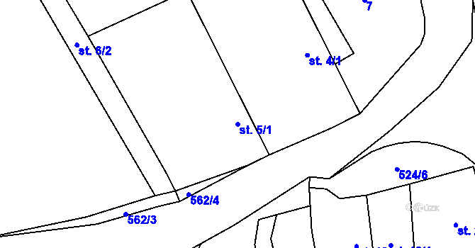 Parcela st. 5/1 v KÚ Týřovice nad Berounkou, Katastrální mapa