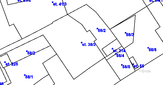 Parcela st. 38/2 v KÚ Týřovice nad Berounkou, Katastrální mapa