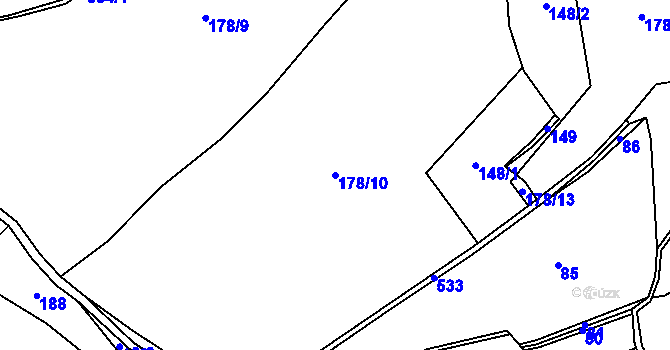 Parcela st. 178/10 v KÚ Týřovice nad Berounkou, Katastrální mapa