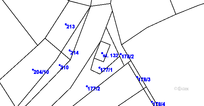 Parcela st. 132 v KÚ Hředle u Zdic, Katastrální mapa
