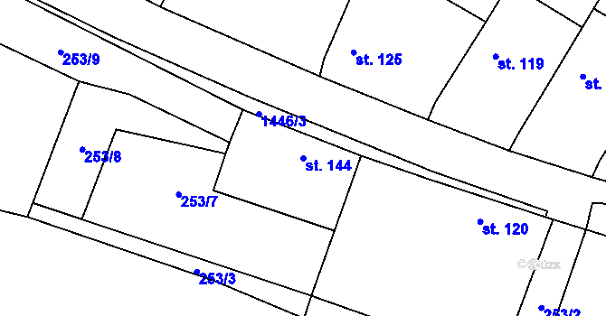 Parcela st. 144 v KÚ Hředle u Zdic, Katastrální mapa