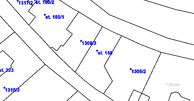 Parcela st. 158 v KÚ Hředle u Zdic, Katastrální mapa