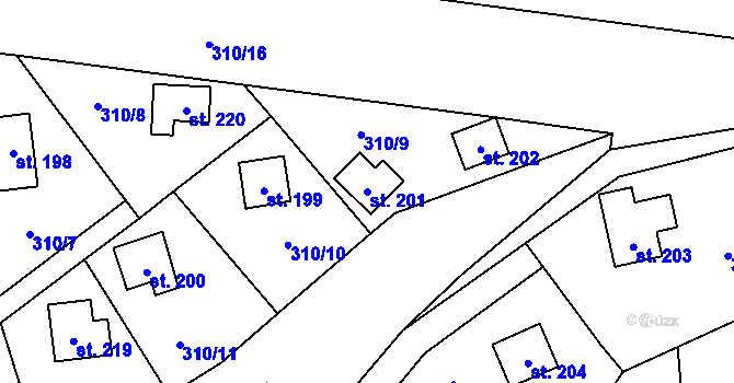 Parcela st. 201 v KÚ Hředle u Zdic, Katastrální mapa