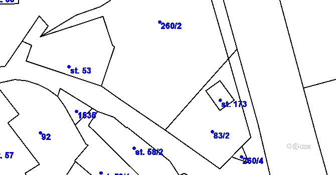 Parcela st. 83/1 v KÚ Hředle u Zdic, Katastrální mapa