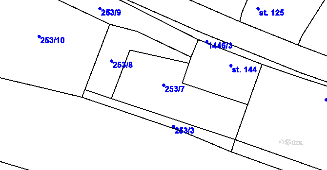 Parcela st. 253/7 v KÚ Hředle u Zdic, Katastrální mapa
