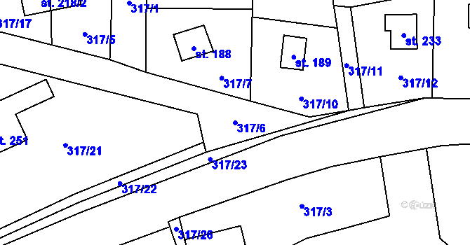 Parcela st. 317/6 v KÚ Hředle u Zdic, Katastrální mapa