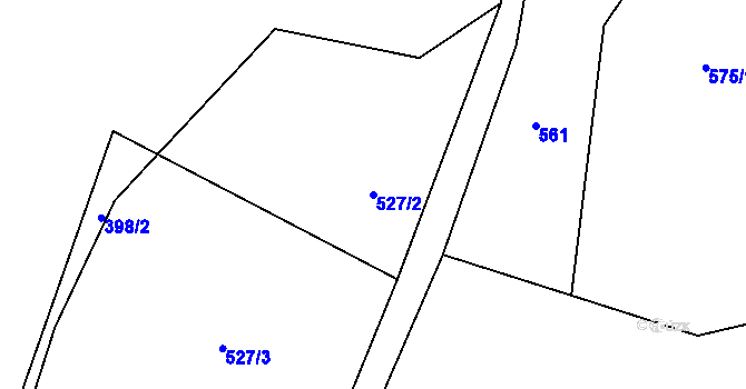 Parcela st. 527/2 v KÚ Hředle u Zdic, Katastrální mapa