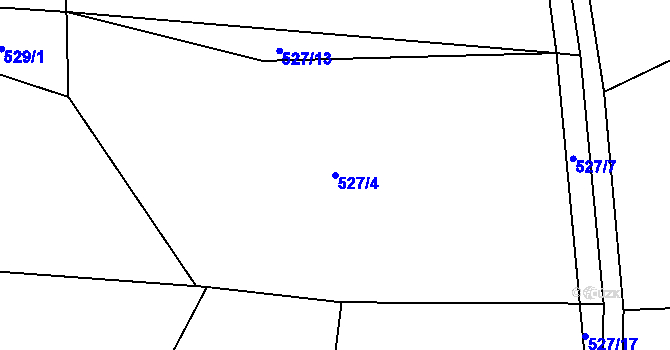Parcela st. 527/4 v KÚ Hředle u Zdic, Katastrální mapa