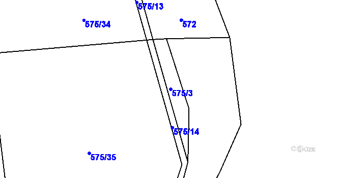 Parcela st. 575/3 v KÚ Hředle u Zdic, Katastrální mapa