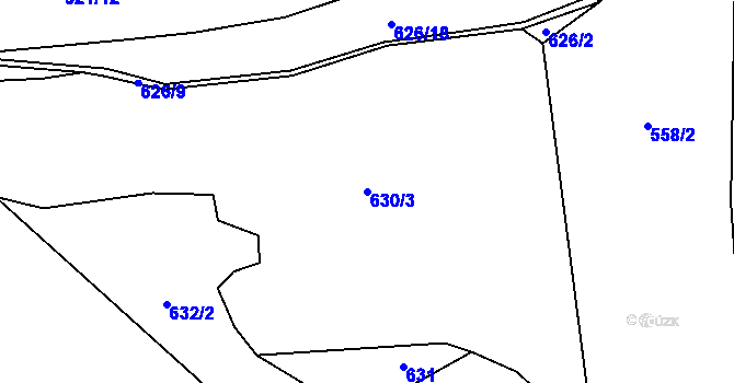 Parcela st. 630/3 v KÚ Hředle u Zdic, Katastrální mapa