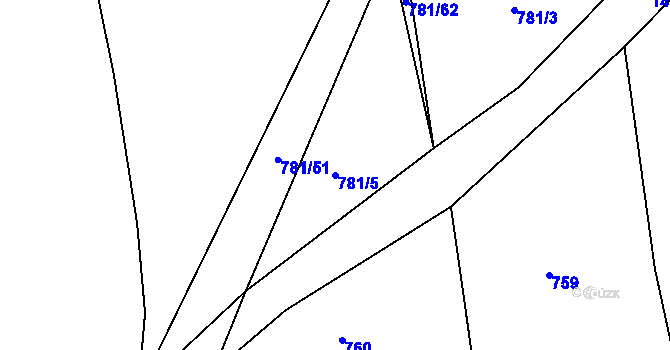 Parcela st. 781/5 v KÚ Hředle u Zdic, Katastrální mapa