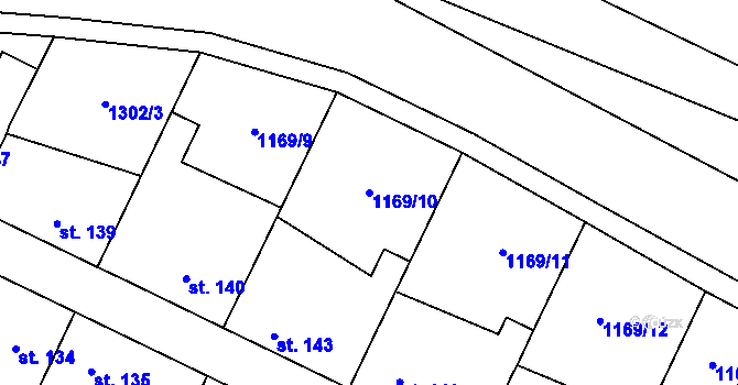 Parcela st. 1169/10 v KÚ Hředle u Zdic, Katastrální mapa