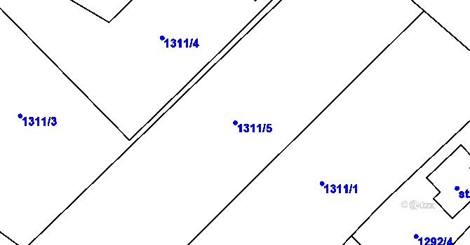 Parcela st. 1311/5 v KÚ Hředle u Zdic, Katastrální mapa