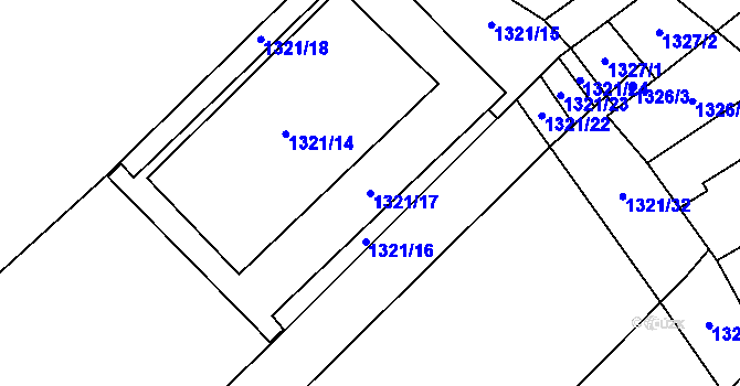 Parcela st. 1321/17 v KÚ Hředle u Zdic, Katastrální mapa