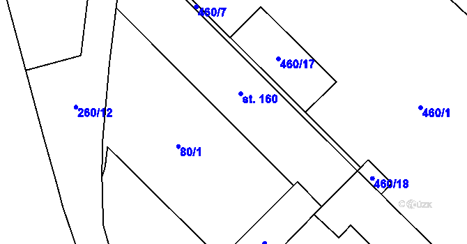 Parcela st. 80/7 v KÚ Hředle u Zdic, Katastrální mapa