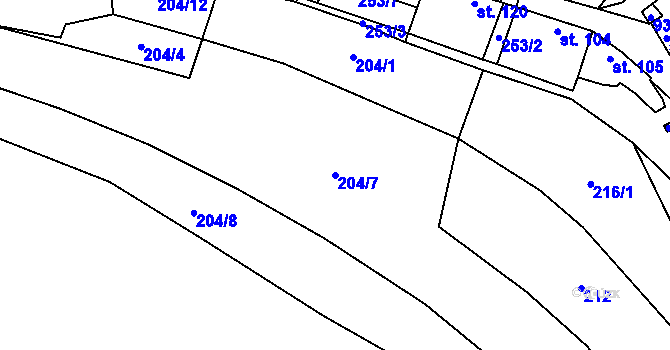 Parcela st. 204/7 v KÚ Hředle u Zdic, Katastrální mapa