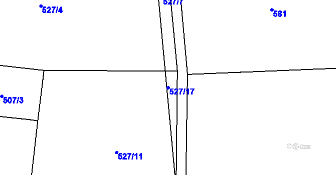 Parcela st. 527/17 v KÚ Hředle u Zdic, Katastrální mapa