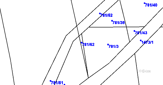 Parcela st. 781/62 v KÚ Hředle u Zdic, Katastrální mapa