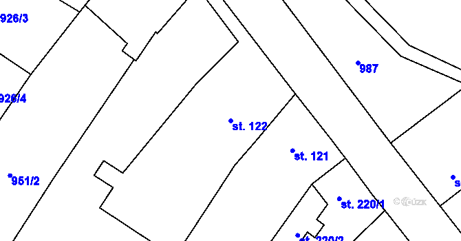 Parcela st. 122 v KÚ Hředle, Katastrální mapa