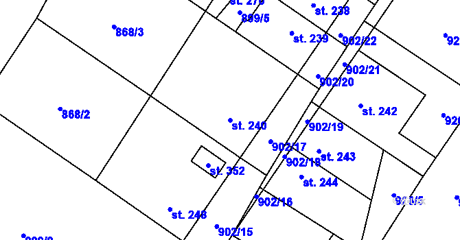 Parcela st. 240 v KÚ Hředle, Katastrální mapa