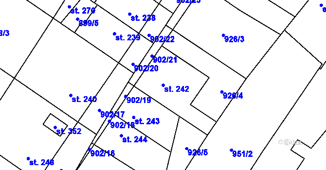 Parcela st. 242 v KÚ Hředle, Katastrální mapa
