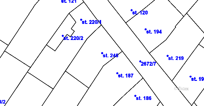 Parcela st. 246 v KÚ Hředle, Katastrální mapa