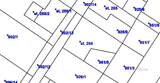 Parcela st. 254 v KÚ Hředle, Katastrální mapa