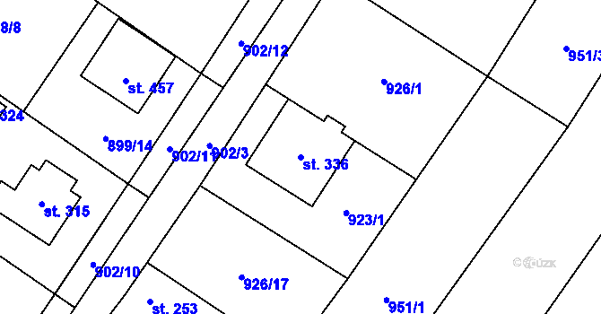 Parcela st. 336 v KÚ Hředle, Katastrální mapa