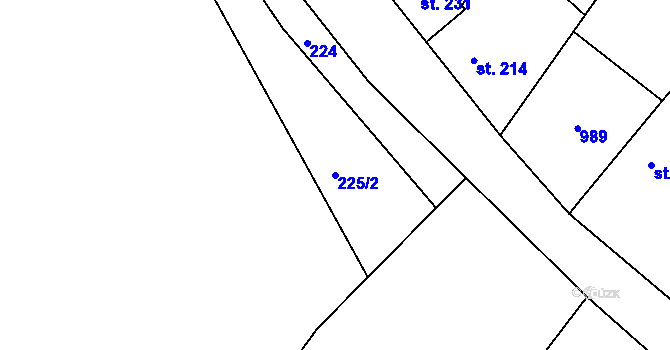Parcela st. 225/2 v KÚ Hředle, Katastrální mapa