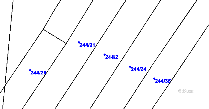 Parcela st. 244/2 v KÚ Hředle, Katastrální mapa