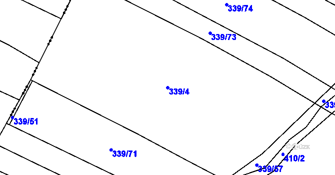Parcela st. 339/4 v KÚ Hředle, Katastrální mapa