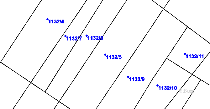 Parcela st. 1132/5 v KÚ Hředle, Katastrální mapa