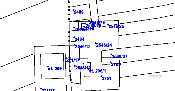 Parcela st. 2546/21 v KÚ Hředle, Katastrální mapa