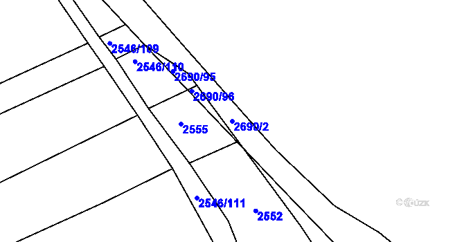 Parcela st. 2690/2 v KÚ Hředle, Katastrální mapa